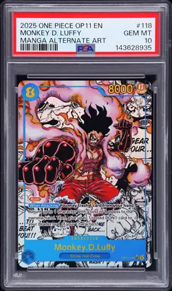 2025 ONE PIECE OP11-A FIST OF DIVINE SPEED #118 MONKEY D. LUFFY PSA 10 - Image 1