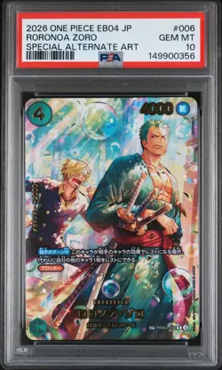 2026 ONE PIECE JPN EB04-EGGHEAD CRISIS SPECIAL ALT ART #006 RORONOA ZORO PSA 10 - Image 1