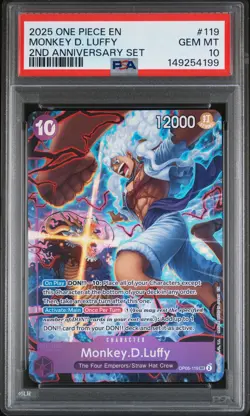 2025 ONE PIECE ENGLISH VERSION 2ND ANNIVERSARY SET #119 MONKEY D. LUFFY PSA 10 - Image 1