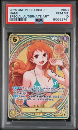 2025 ONE PIECE JAPANESE EB03-HEROINES EDITION SPECIAL ALT ART #053 NAMI PSA 10 - Image 1