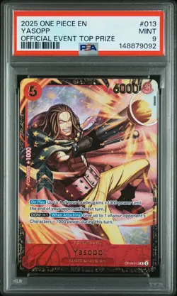 2025 ONE PIECE PROMOS OFFICIAL EVENT TOP PRIZE #013 YASOPP PSA 9 - Image 1