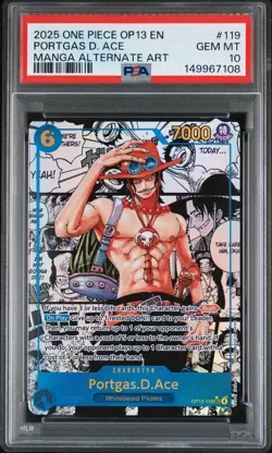 2025 ONE PIECE CARRYING ON HIS WILL MANGA ALT ART #119 PORTGAS D. ACE PSA 10 - Image 1