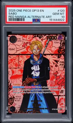 2025 ONE PIECE OP13-CARRYING ON HIS WILL RED MANGA ALTERNATE ART SABO PSA 10 - Image 1