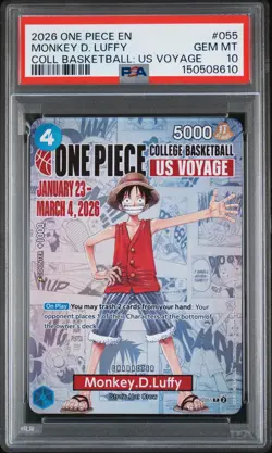 2026 ONE PIECE PROMOS COLLEGE BASKETBALL: US VOYAGE MONKEY D. LUFFY PSA 10 - Image 1
