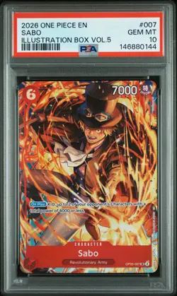2026 ONE PIECE PROMOS ILLUSTRATION BOX VOL.5 #007 SABO PSA 10 - Image 1