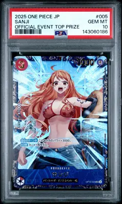 2025 ONE PIECE JAPANESE PROMOS OFFICIAL EVENT TOP PRIZE #005 SANJI PSA 10 - Image 1