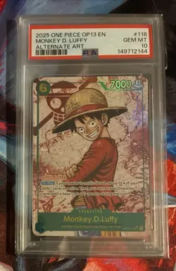 Monkey D. Luffy OP13-118 PSA 10 2025 One Piece Carrying on His Will SEC Alt Art - Image 1