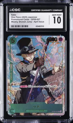 2025 ONE PIECE JPN WEEKLY SHONEN JUMP APRIL ISSUE PROMO SABO CGC 10 GEM MINT - Image 1