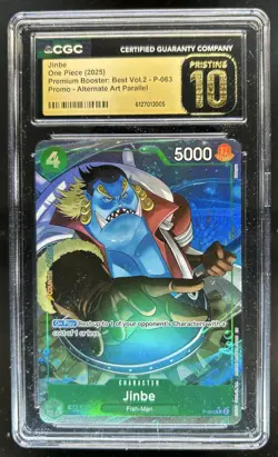 2025 One Piece The Best Vol. 2 Jinbe Promo Pristine Alt Art #P-063 CGC 10 - Image 1