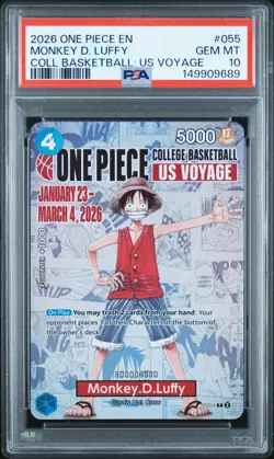 2026 ONE PIECE PROMOS COLLEGE BASKETBALL: US VOYAGE MONKEY D. LUFFY PSA 10 - Image 1