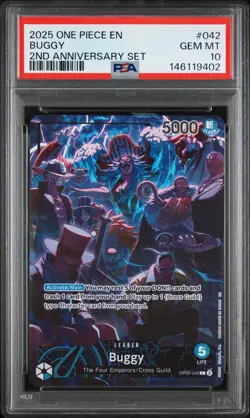 2025 ONE PIECE ENGLISH VERSION 2ND ANNIVERSARY SET #042 BUGGY PSA 10 - Image 1