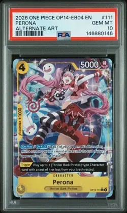2026 ONE PIECE OP14-EB04-THE AZURE SEA'S SEVEN ALTERNATE ART #111 PERONA PSA 10 - Image 1