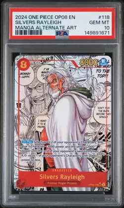 2024 ONE PIECE OP08-TWO LEGENDS MANGA ALTERNATE ART #118 SILVERS RAYLEIGH PSA 10 - Image 1