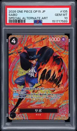2026 ONE PIECE JPN ADVENTURE ON KAMI'S ISLAND SPECIAL ALT ART #105 SABO PSA 10 - Image 1