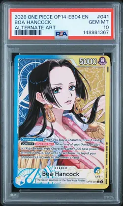 2026 ONE PIECE OP14-EB04-THE AZURE SEA'S SEVEN ALTERNATE ART BOA HANCOCK PSA 10 - Image 1