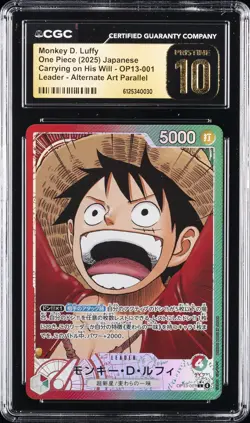 2025 ONE PIECE JPN CARRYING ON HIS WILL ALT ART MONKEY D LUFFY CGC 10 PRISTINE - Image 1