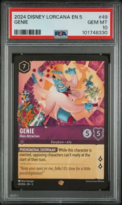 2024 DISNEY LORCANA EN 5-SHIMMERING SKIES #49 GENIE MAIN ATTRACTION PSA 10 - Image 1