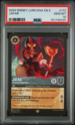 2024 DISNEY LORCANA EN 5-SHIMMERING SKIES JAFAR TYRANNICAL HYPNOTIST PSA 10 - Image 1