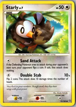 Starly 75/100 Common Stormfront LP Pokemon Card - Image 1
