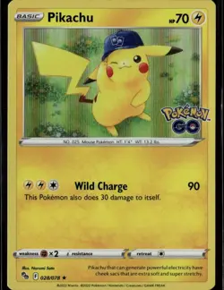 Pikachu (28) Holo Rare Pokemon GO 028/078 Lightning Holo Pokemon Card - Image 1