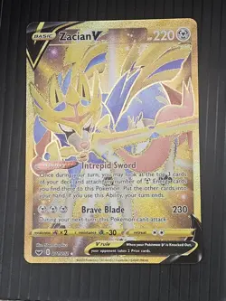 Zacian V Gold Secret Rare Full Art 211/202 Sword & Shield Pokemon Card NM - Image 1