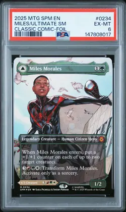 2025 MTG MARVEL'S SPIDER-MAN #0234 MILES MORALES/ULTIMATE SPIDER-MAN PSA 6 - Image 1