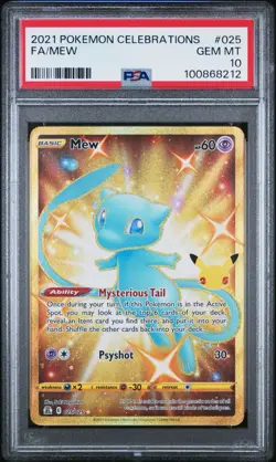 Pokemon 2021 Celebrations Mew Secret Rare Full Art PSA 10 #025/025 English TCG - Image 1