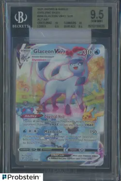 2021 Pokemon Sword & Shield Evolving Skies #209 Glaceon VMAX Alt Art BGS 9.5 - Image 1