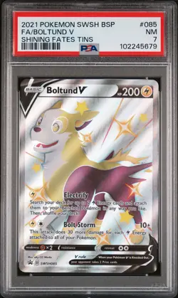 2021 POKEMON SWSH BLACK STAR PROMO SHINING FATES TINS FULL ART/BOLTUND V PSA 7 - Image 1