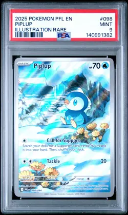 2025 POKEMON PFL EN-PHANTASMAL FLAMES ILLUSTRATION RARE #098 PIPLUP PSA 9 - Image 1