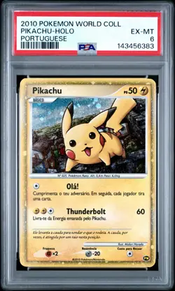 2010 POKEMON WORLD COLLECTION PORTUGUESE PIKACHU-HOLO PSA 6 - Image 1