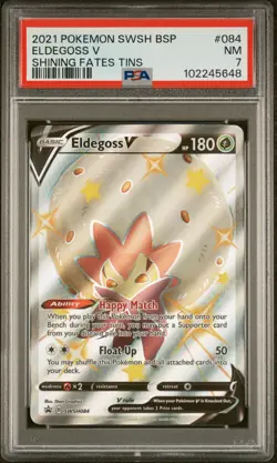 2021 POKEMON SWSH BLACK STAR PROMO SHINING FATES TINS #084 ELDEGOSS V PSA 7 - Image 1