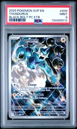 2025 POKEMON BLACK BOLT POKEMON CENTER ETB PROMO #209 THUNDURUS PSA 9 - Image 1