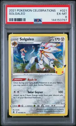 2021 POKEMON CELEBRATIONS #021 SOLGALEO PSA 6 - Image 1