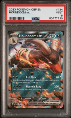 2023 POKEMON OBF EN-OBSIDIAN FLAMES #134 HOUNDOOM EX PSA 9 - Image 1
