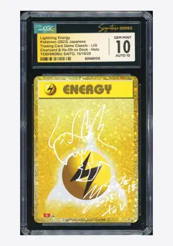 Pokemon CGC10 GEM AUTO10 Lightning Energy Holo Yoshinobu Saito 2023 #LIG CLL JPN - Image 1