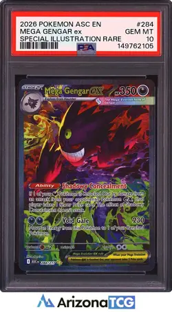 Pokemon 2026 Mega Gengar EX 284/217 SIR Ascended Heroes GEM MINT PSA 10 - Image 1