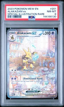2023 POKEMON MEW EN-151 SPECIAL ILLUSTRATION RARE #201 ALAKAZAM EX PSA 8 - Image 1
