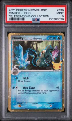 2021 POKEMON SWSH PROMO CELEBRATIONS COLLECTION #136 MIMIKYU-HOLO PSA 9 - Image 1