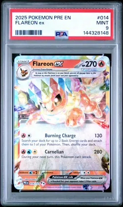 2025 POKEMON PRE EN-PRISMATIC EVOLUTIONS #014 FLAREON EX PSA 9 - Image 1