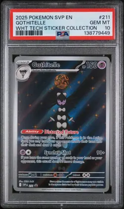 2025 POKEMON PROMO WHITE FLARE TECH STICKER COLLECTION #211 GOTHITELLE PSA 10 - Image 1