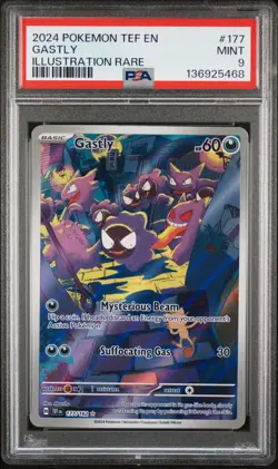 136925468 Gastly 2024 Pokemon Scarlet Violet Temporal Forces #177 PSA 9 - Image 1