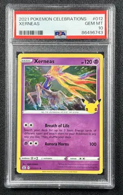 XERNEAS PSA 10 2021 POKEMON SWORD & SHIELD CELEBRATIONS #012/025 GEM 6743 - Image 1