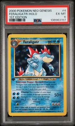 2000 POKEMON NEO GENESIS 1ST EDITION #4 FERALIGATR-HOLO PSA 6 - Image 1