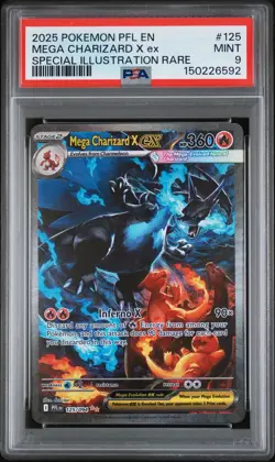 2025 POKEMON PFL EN-SPECIAL ILLUSTRATION RARE #125 MEGA CHARIZARD X EX PSA 9 - Image 1