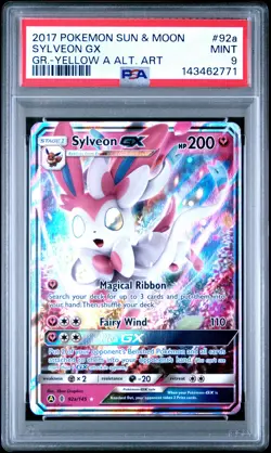 2017 POKEMON SUN & MOON GUARDIANS RISING YELLOW A ALTERNATE ART SYLVEON GX PSA 9 - Image 1