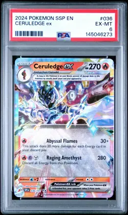 2024 POKEMON SSP EN-SURGING SPARKS #036 CERULEDGE EX PSA 6 - Image 1