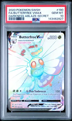 2020 POKEMON SWORD & SHIELD DARKNESS ABLAZE #190 FULL ART/BUTTERFREE VMAX PSA 10 - Image 1