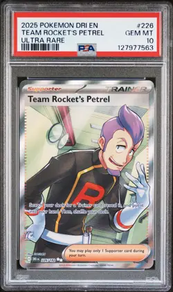 2025 POKEMON DRI EN-DESTINED RIVALS ULTRA RARE #226 TEAM ROCKET'S PETREL PSA 10 - Image 1