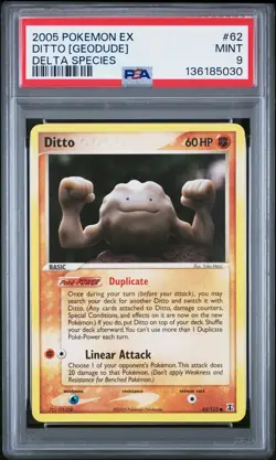 2005 POKEMON EX DELTA SPECIES #62 DITTO [GEODUDE] PSA 9 - Image 1